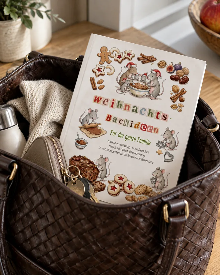 Das Backbuch steckt in einer Handtasche